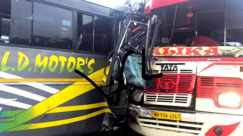 कालिका और एलडी मोटर्स बसों में सीधी भिड़ंत, तीन&nbsp;घायल