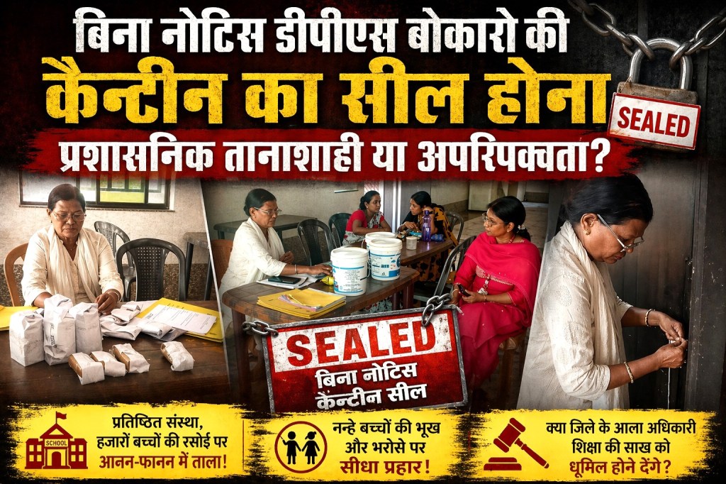 बिना नोटिस DPS बोकारो की कैन्टीन का सील होना प्रशासनिक तानाशाही या&nbsp;अपरिपक्वता?